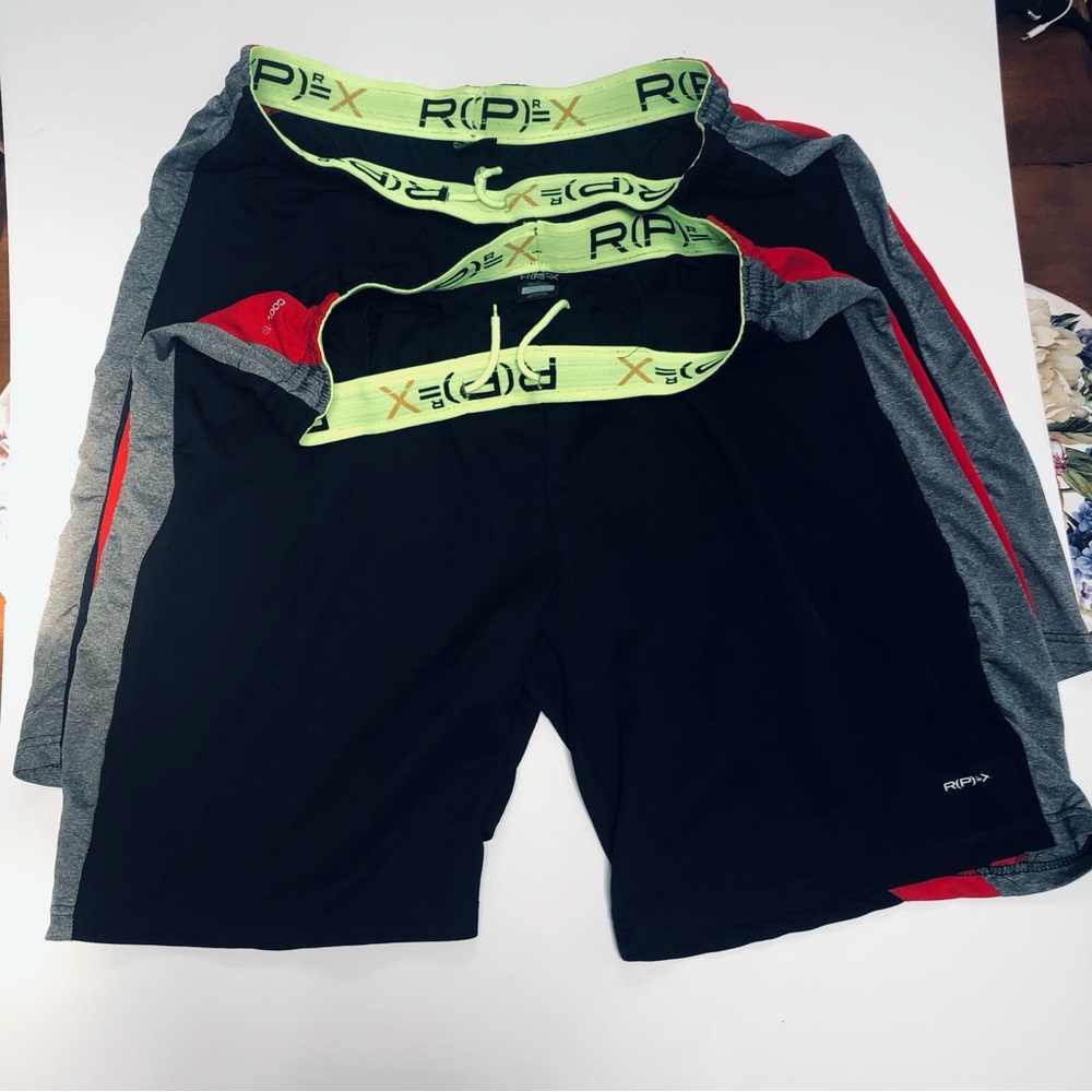 RPX Men's 2 PAIRS of Black Shorts Cool Tek Active Lightweight Size XL